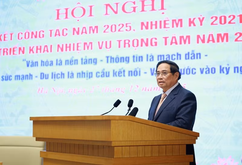 El primer ministro de Vietnam, Pham Minh Chinh, habla en el evento. (Foto: VNA)