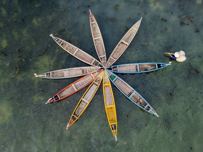 Las barcas de madera permiten a los visitantes desplazarse con facilidad y explorar la rica biodiversidad del ecosistema local. (Foto: VNA)