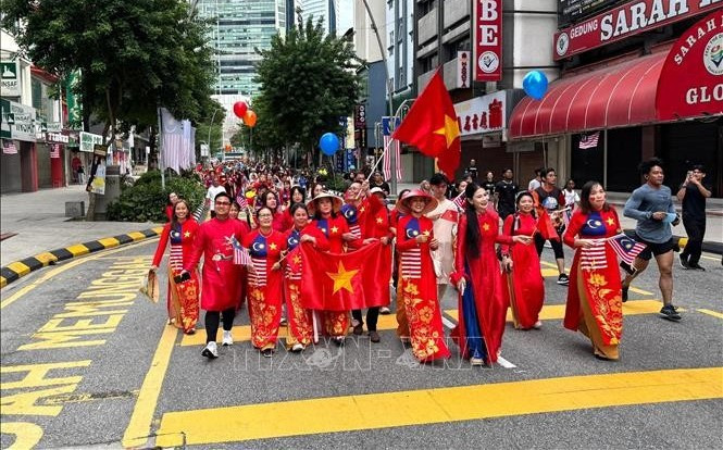 En el desfile de Ao Dai. (Foto: VNA)