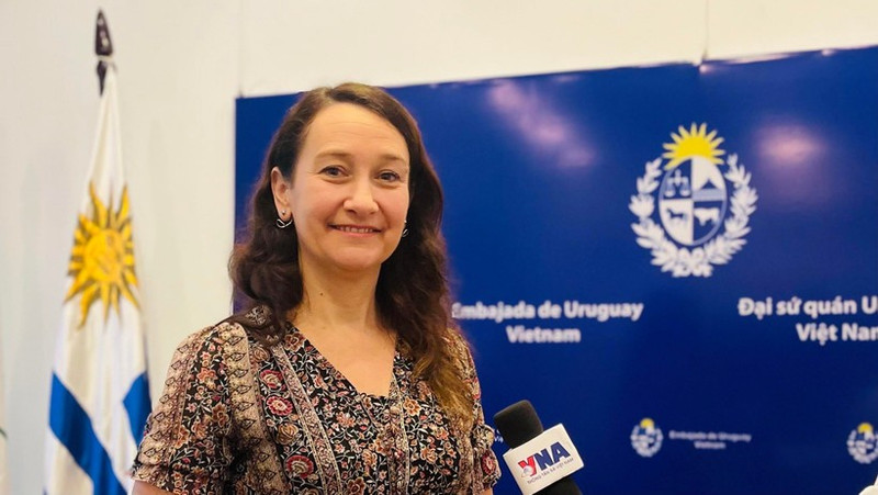 La subsecretaria de Relaciones Exteriores de Uruguay en la entrevista. (Foto: VNA)
