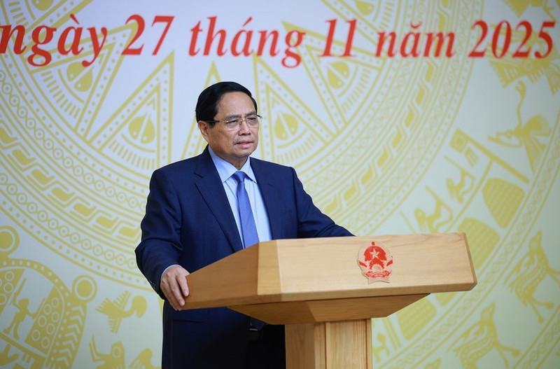 El primer ministro vietnamita, Pham Minh Chinh, habla en el evento. (Foto: VNA)