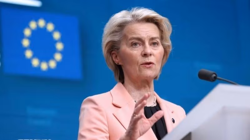 Presidenta de la Comisión Europea (CE), Ursula von der Leyen. (Foto: Xinhua/VNA)