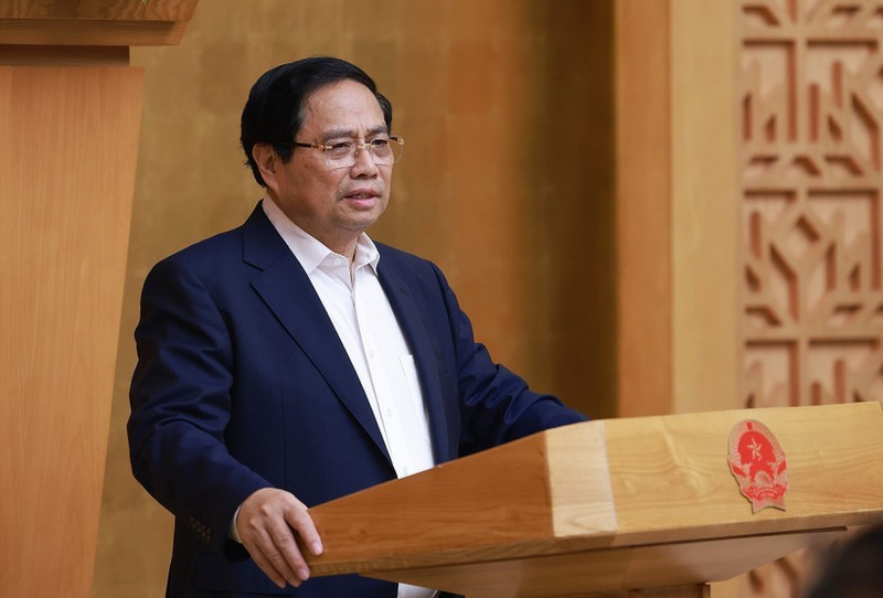 El primer ministro de Vietnam, Pham Minh Chinh, interviene en la cita. (Foto: VNA)