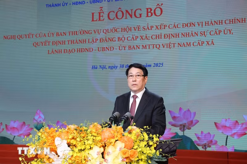 El presidente Luong Cuong pronuncia un discurso orientador. (Foto: Lam Khanh / VNA)
