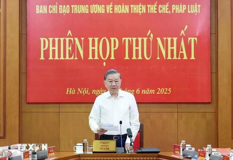 El secretario general del Partido Comunista de Vietnam, To Lam, habla en la reunión. (Foto: VNA)