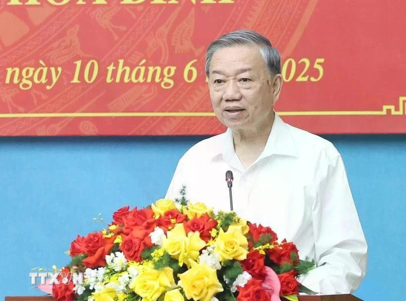 El secretario general del Partido Comunista de Vietnam (PCV), To Lam, habla en la cita. (Foto: VNA)