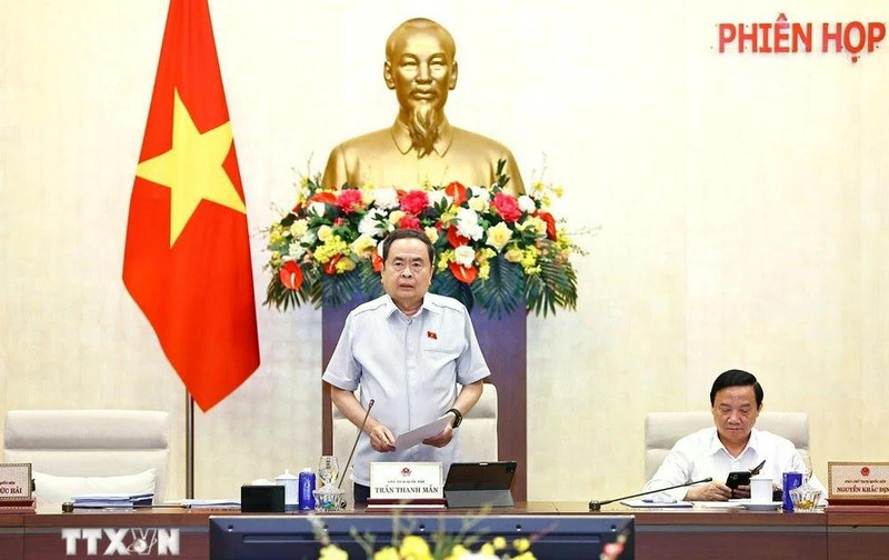 El presidente de la Asamblea Nacional de Vietnam, Tran Thanh Man, habla en el evento. (Foto: VNA)