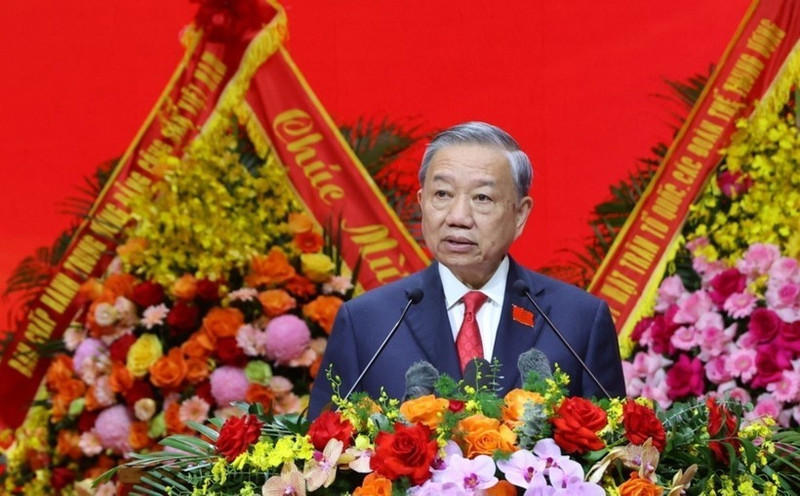 El secretario general del Partido Comunista de Vietnam, To Lam, interviene en la cita. (Foto: VNA)