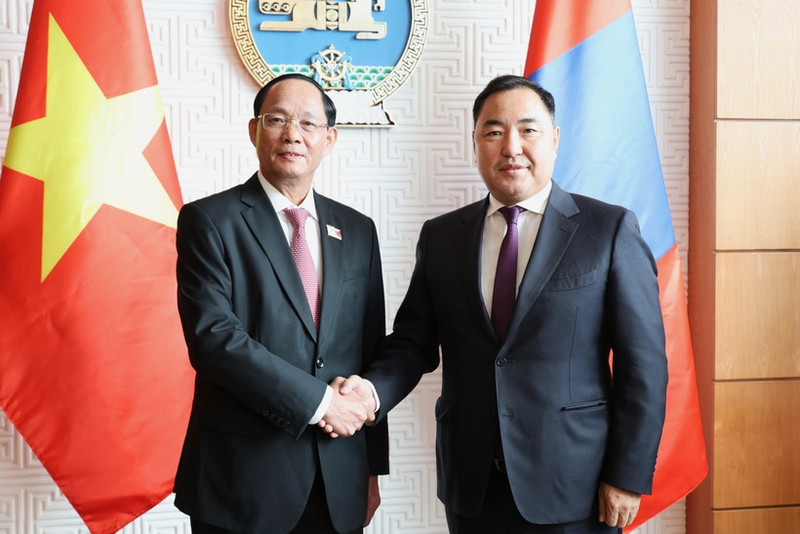 El vicepresidente de la Asamblea Nacional de Vietnam, Tran Quang Phuong, y su homólogo de Mongolia Bukhchuluun Purevdorj. (Foto: VNA)