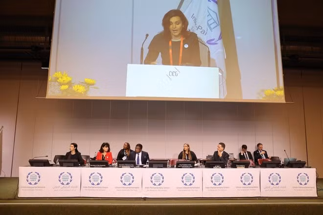 En la 151 Asamblea de la Unión Interparlamentaria en Suiza. (Foto: VNA)
