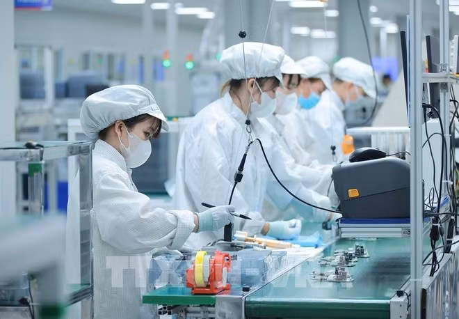 Trabajadores de la fábrica Bumjin Electronics Vina, provincia de Quang Ninh. (Foto: VNA)