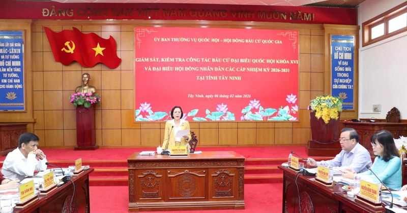 La vicepresidenta de la Asamblea Nacional de Vietnam, Nguyen Thi Thanh, en la sesión de trabajo. (Foto: VNA)