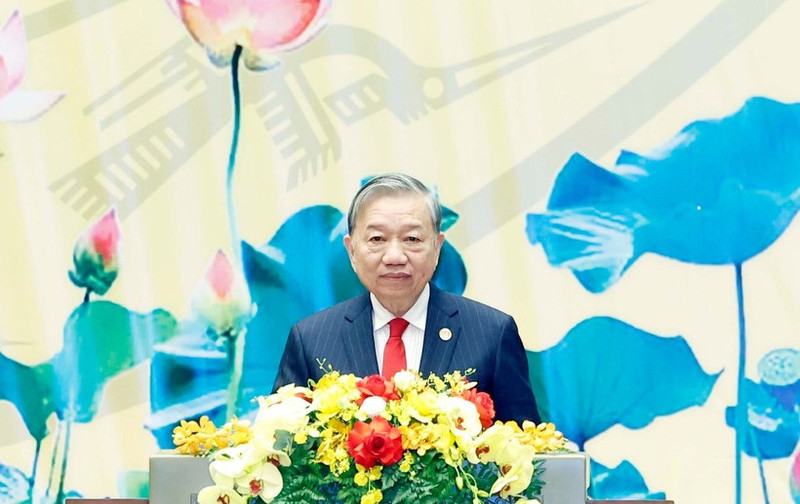 El secretario general del Partido Comunista de Vietnam, To Lam, en el acto. (Foto: VNA)