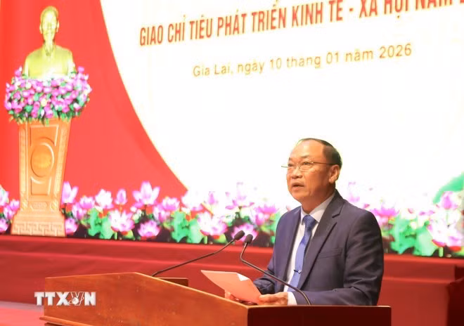 Thai Dai Ngoc, miembro del Comité Central del Partido, secretario del Comité partidista provincial y jefe de la delegación de Gia Lai ante el Congreso. (Foto: VNA)