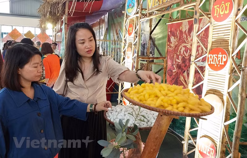 La iniciativa recrea todo el proceso de criar gusanos de seda y tejer la seda.
