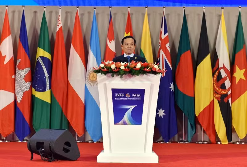 El viceprimer ministro vietnamita Tran Luu Quang, interviene en el evento (Fotografía: VNA)