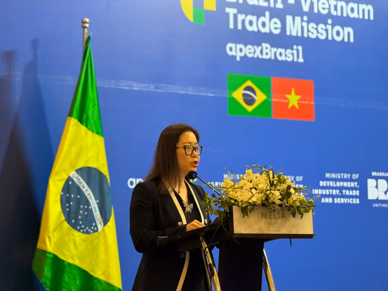 Tran Thi Lan Anh, vicesecretaria general de la Cámara de Comercio e Industria de Vietnam, interviene en el programa.