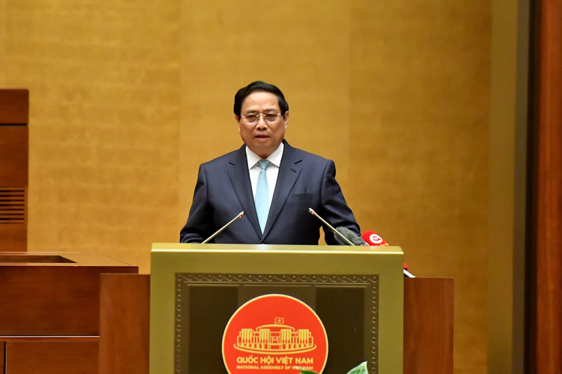 El primer ministro de Vietnam, Pham Minh Chinh, habla en la cita. (Foto: Nhan Dan)