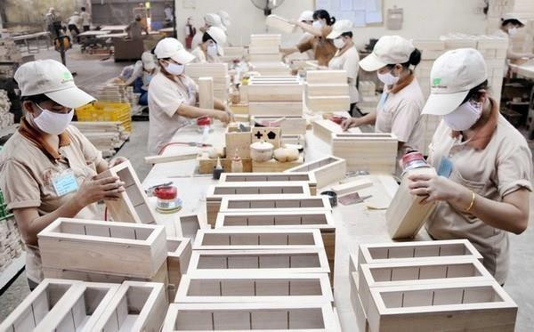 Una línea de producción maderera. (Fotografía: VNA)