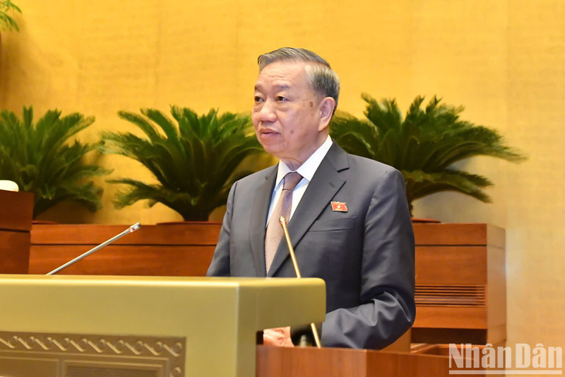 El secretario general del Partido Comunista y presidente de Vietnam, To Lam, habla en el evento. (Foto: Nhan Dan)