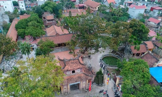 La pagoda de Dong Ngo desde la vista arriba. (Fotografía: baohaiduong.vn)