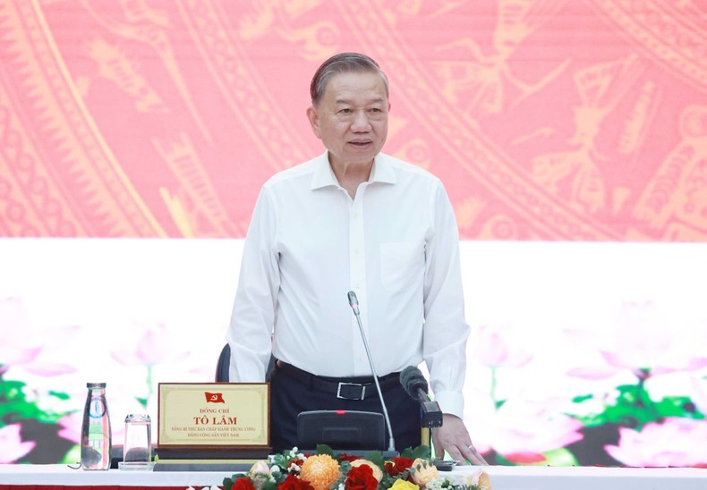 El secretario general del Partido Comunista de Vietnam, To Lam, en la reunión (Foto: VNA)