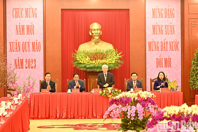 El secretario general del Partido Comunista de Vietnam, Nguyen Phu Trong, en el evento (Fotografía: Nhan Dan)