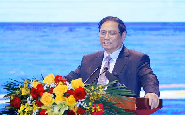 El primer ministro de Vietnam, Pham Minh Chinh, habla en el evento. (Fotografía: VTV)