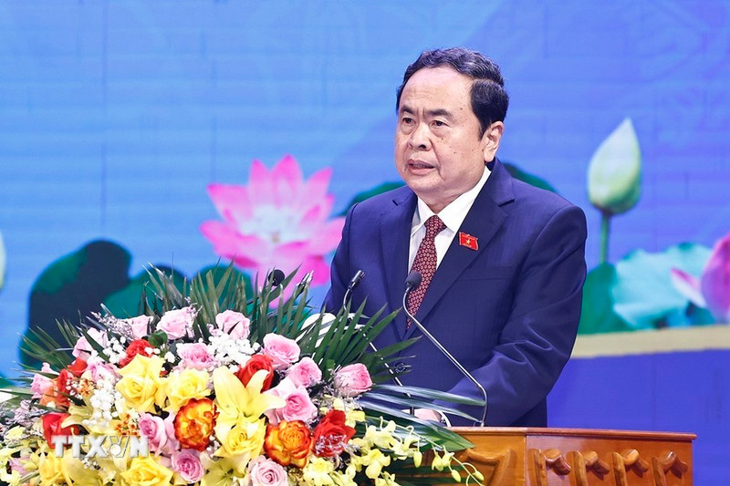 El presidente de la Asamblea Nacional de Vietnam, Tran Thanh Man, habla en la cita. (Foto: VNA)