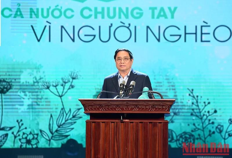 El primer ministro de Vietnam, Pham Minh Chinh, habla en el evento. (Fotografía: VNA)