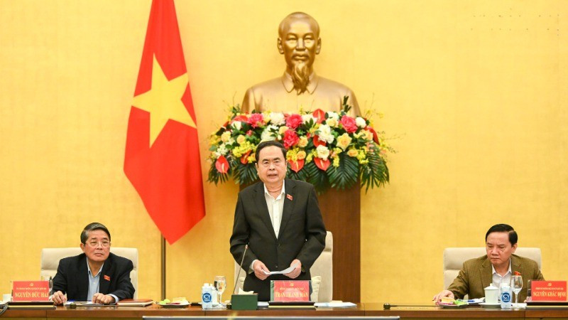 El presidente de la Asamblea Nacional de Vietnam, Tran Thanh Man, interviene en la cita (Foto: Nhan Dan)