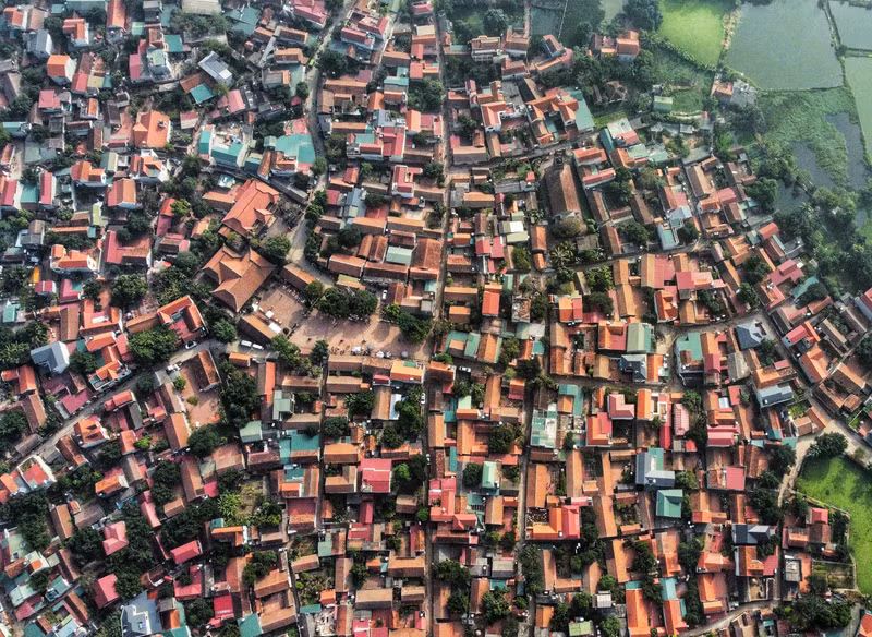 La antigua aldea de Duong Lam a vista de pájaro.