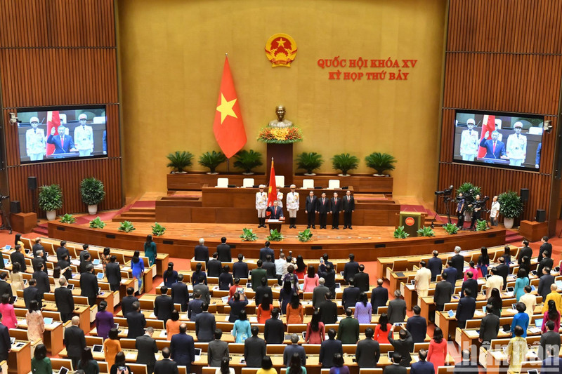 En la ceremonia de juramento del presidente To Lam en Hanói el 22 de mayo. (Foto: VNA)