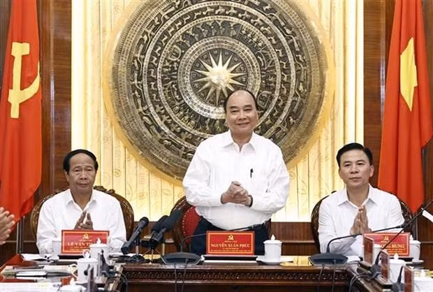 El miembro del Buró Político y presidente de Vietnam, Nguyen Xuan Phuc en el evento. (Fotografía: VNA)