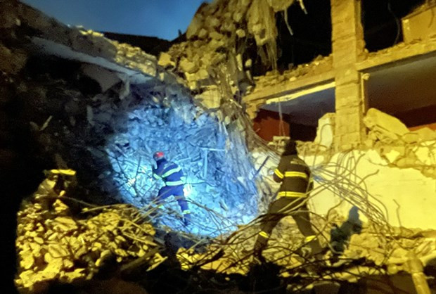 La fuerza de rescate vietnamita realiza su trabajo en Turquía. (Fotografía: VNA)