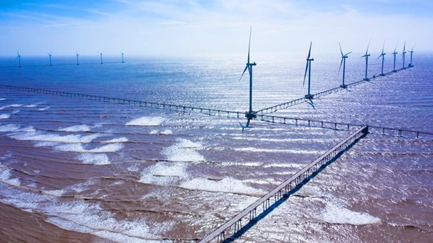 Postes de energía eólica de la central eólica Dong Hai I. (Foto: VNA)