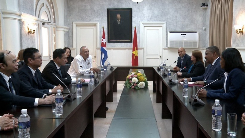 Nguyen Van Tien, vicepresidente del Tribunal Supremo Popular de Vietnam, en el encuentro con el presidente del Tribunal Supremo Popular de Cuba, Rubén Remigio Ferro (Foto: VNA)