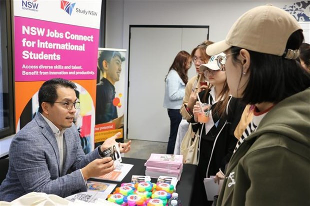 Estudiantes conectan con las empresas para buscar oportunidad laboral (Fotografía: VNA)