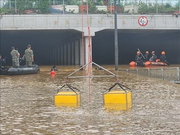 Las fuertes lluvias han causado grandes pérdidas humanas y materiales en Corea del Sur. (Fotografía: YONHAP/VNA)