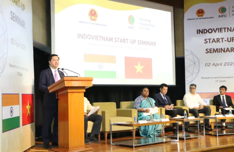 El embajador vietnamita en la India, Nguyen Thanh Hai, habla en el evento. (Foto: VNA)