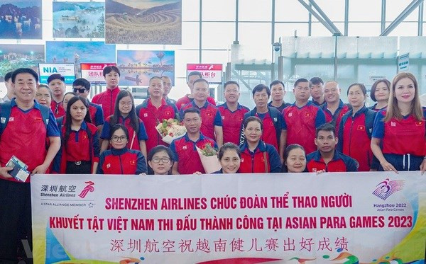La delegación de atletas con discapacidad de Vietnam (Fotografía: VNA)