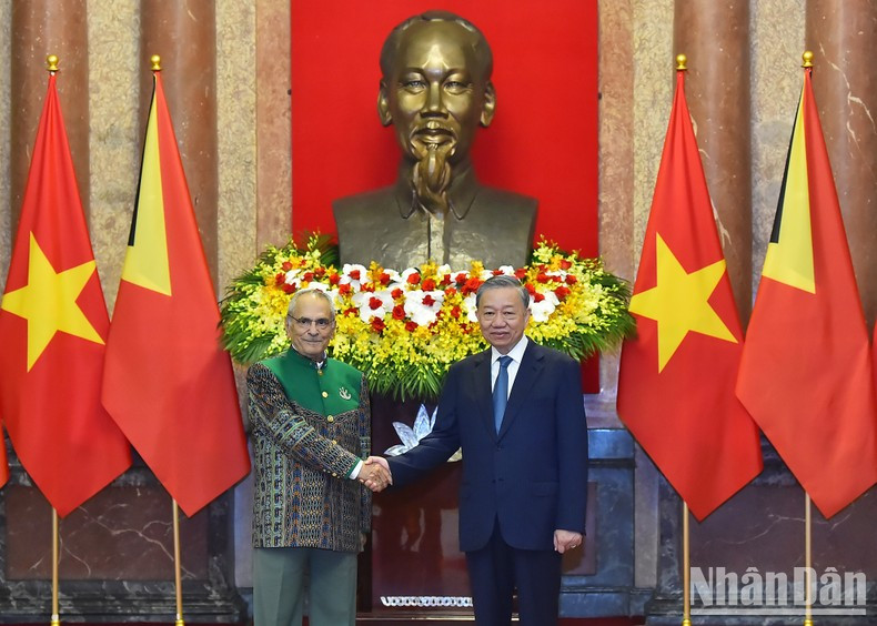 El presidente de Vietnam, To Lam, y su homólogo timorense, José Ramos-Horta.