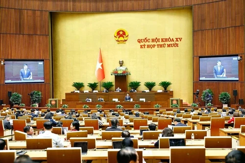 En una sesión de la Asamblea Nacional de Vietnam. (Foto: VNA)