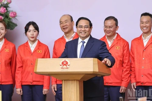 El primer ministro de Vietnam, Pham Minh Chinh, interviene en la ceremonia. (Foto: Nhan Dan)