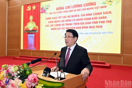 El presidente de Vietnam, Luong Cuong, habla en la cita (Foto: Nhan Dan)