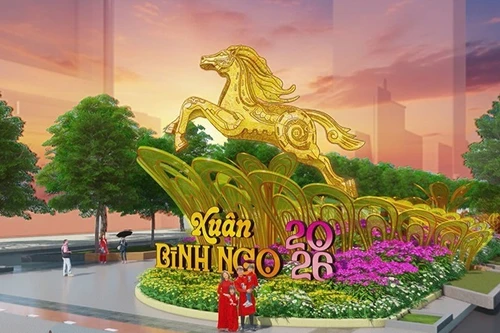 La puerta de entrada a la calle de flores Nguyen Hue 2026. (Foto: Comité Organizador)