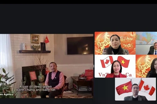 Representantes de asociaciones vietnamitas en Canadá participaron en el programa en línea del Festival de Primavera (Fuente: VNA)