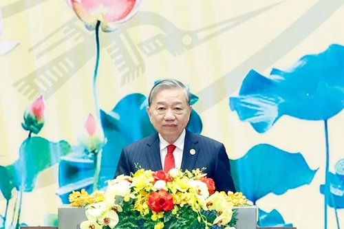 El secretario general del Partido Comunista de Vietnam, To Lam, en el acto. (Foto: VNA)