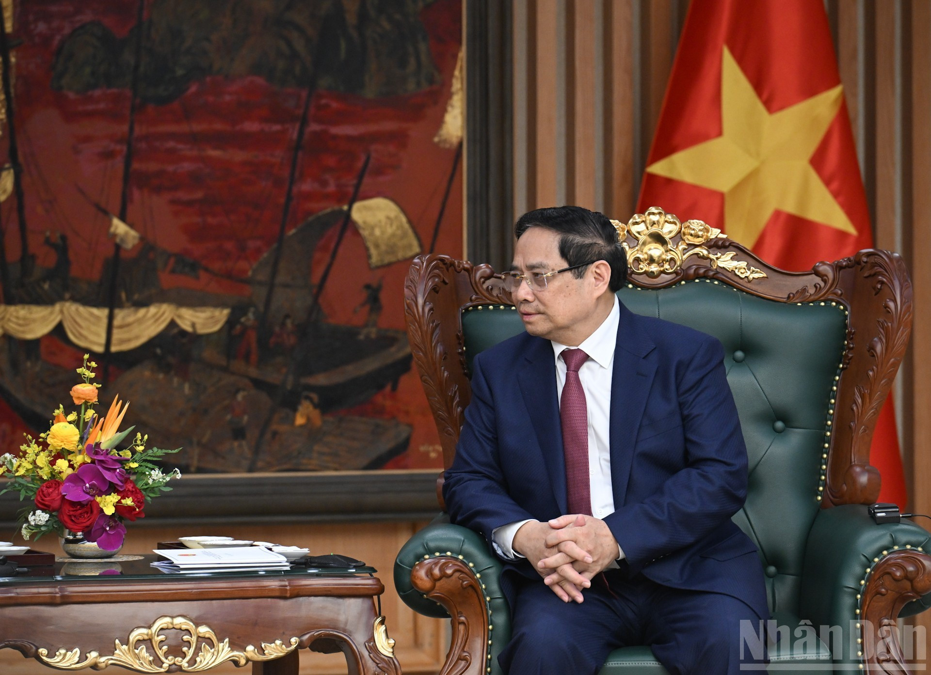 El primer ministro de Vietnam, Pham Minh Chinh, da palabras.
