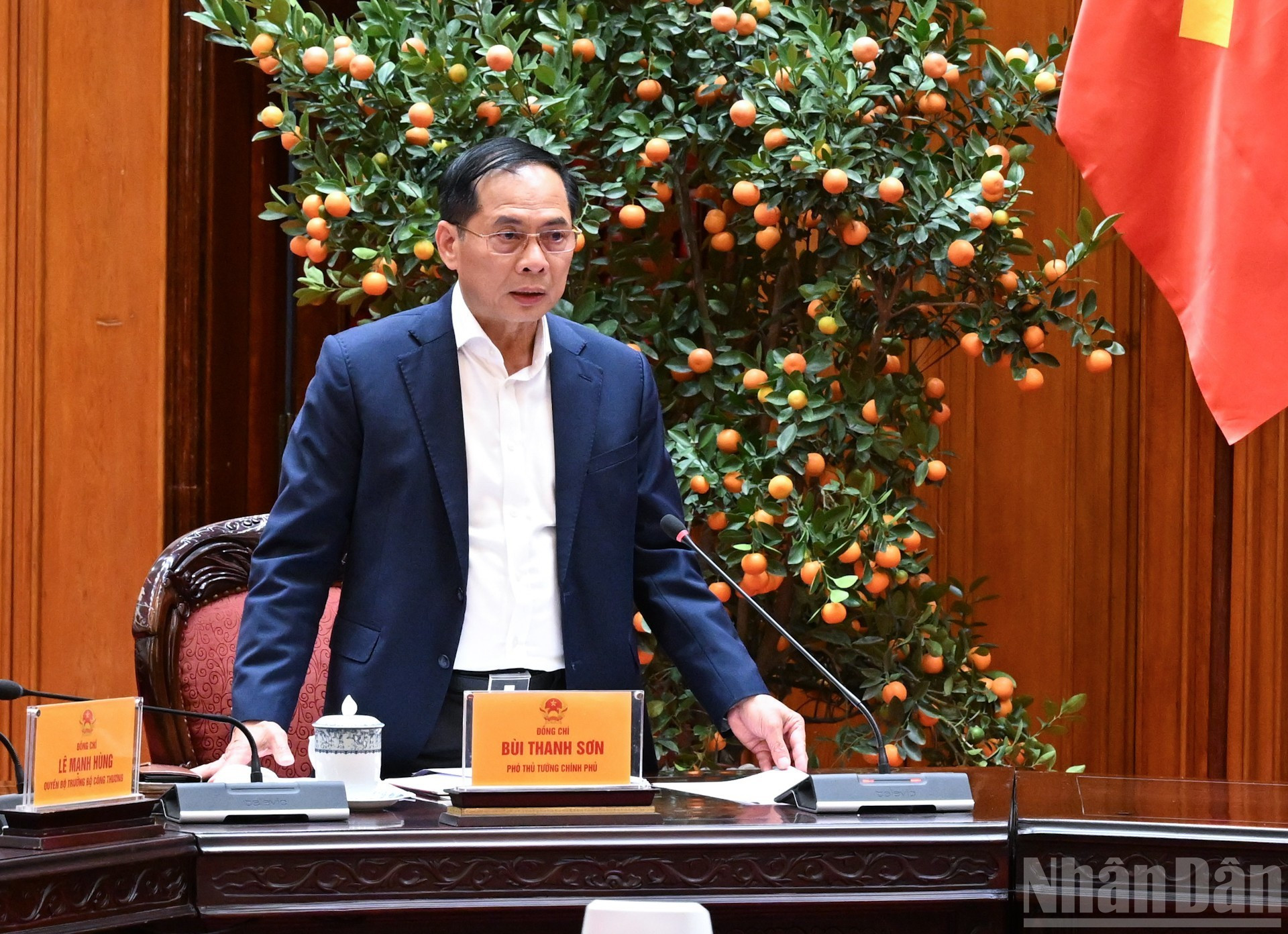 El viceprimer ministro Bui Thanh Son, jefe del Grupo, en su intervención.